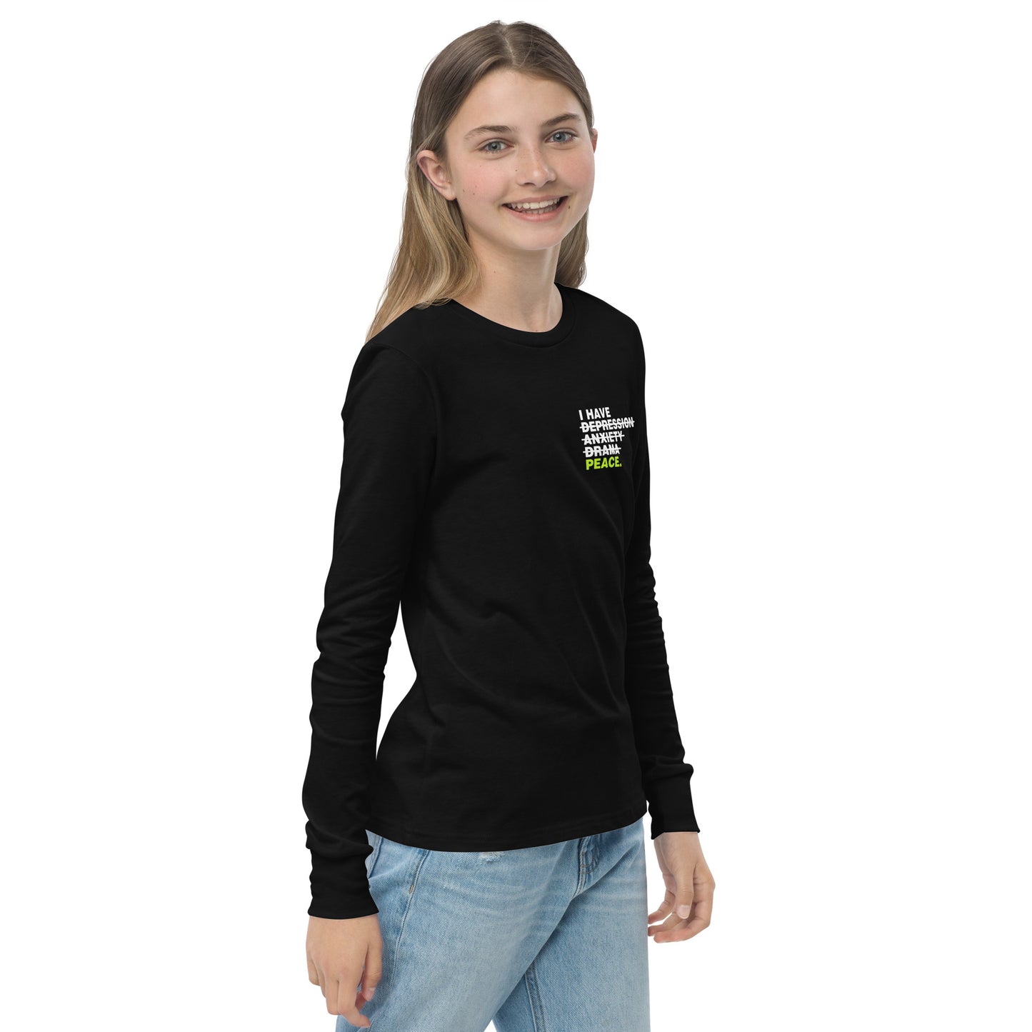 Christian kids clothing I Have Peace long sleeve faith shirt